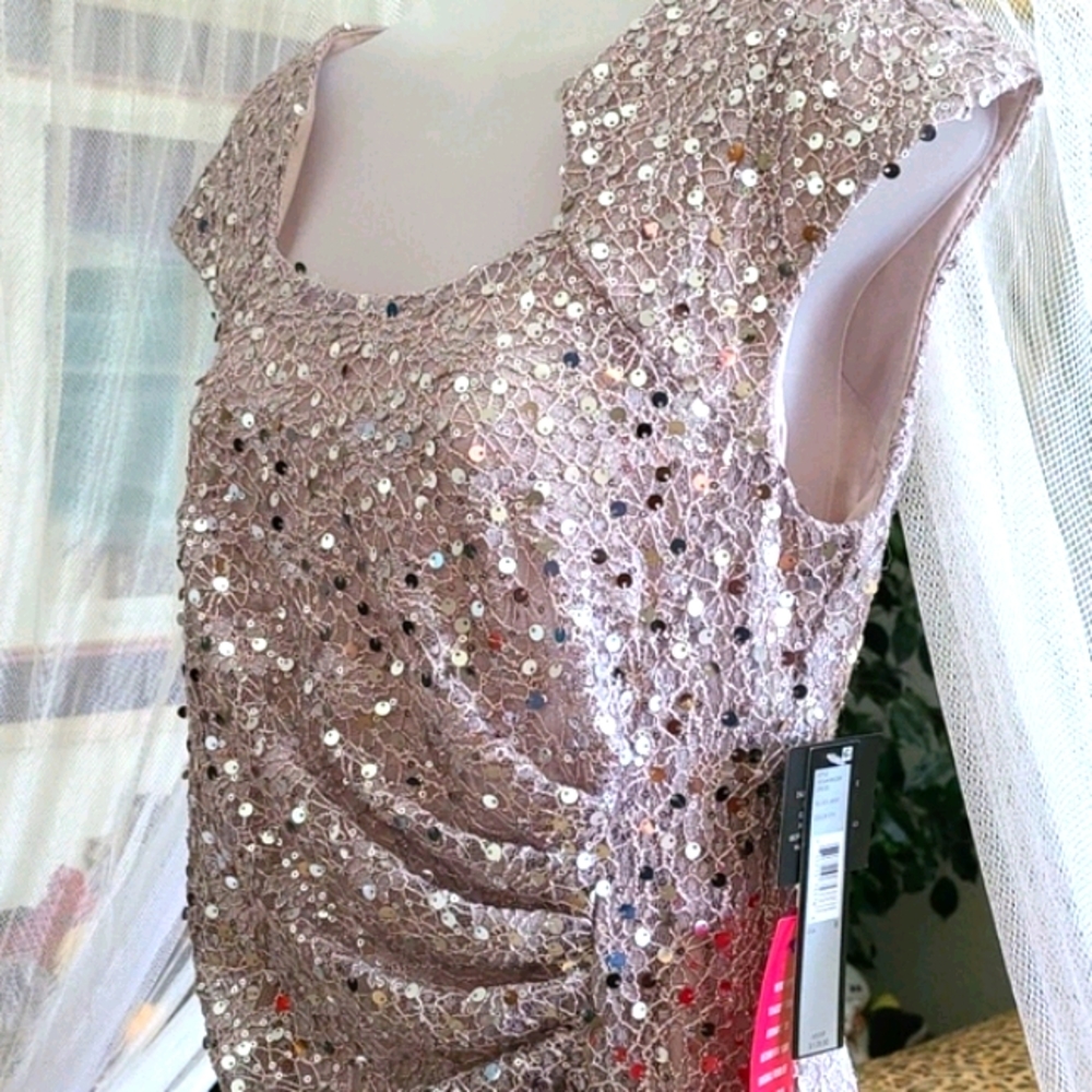 Tahari ASL Sequin Lace Dress - Picture 4 of 15
